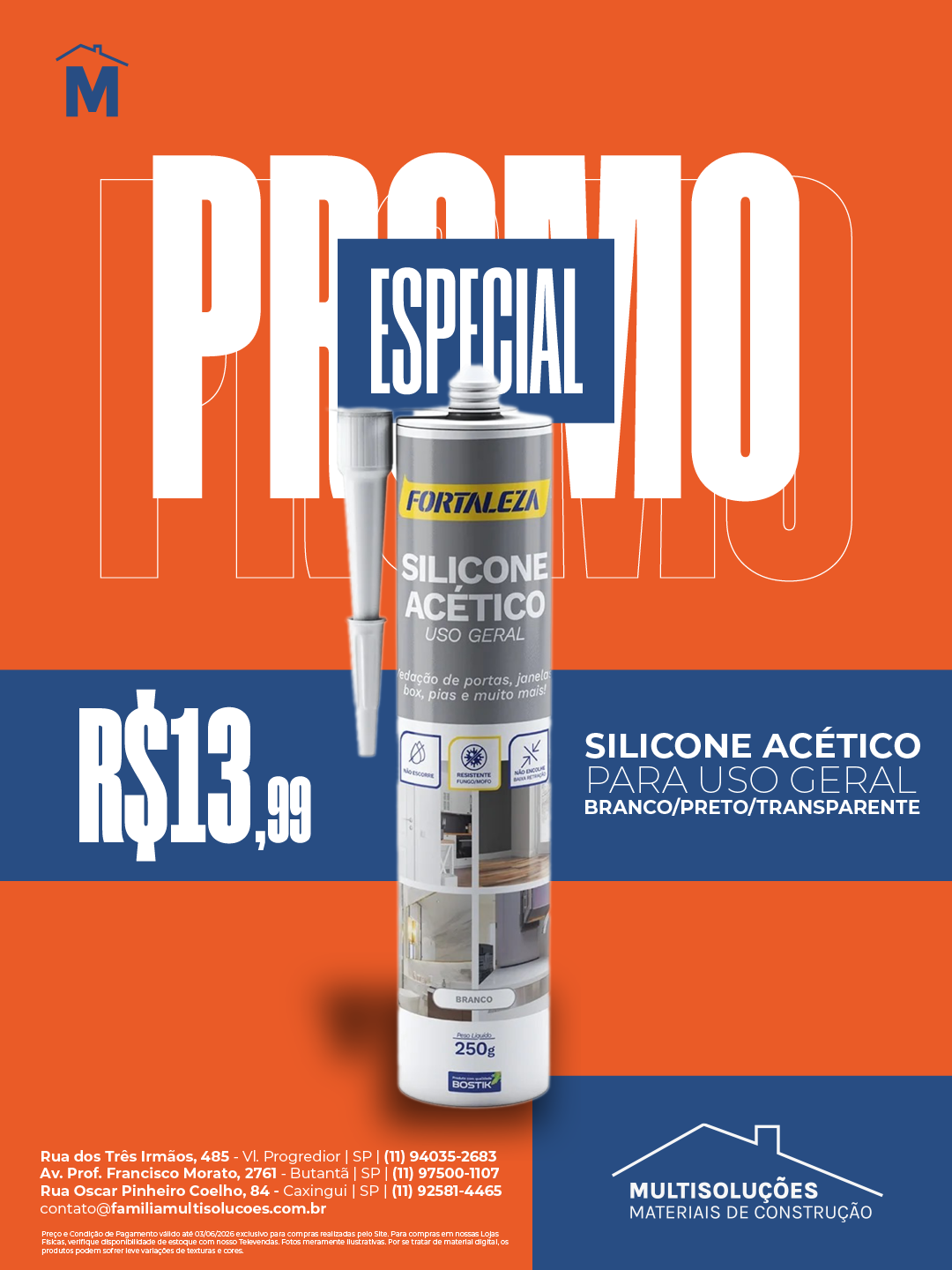 Promoção Silicone Acético Fortaleza