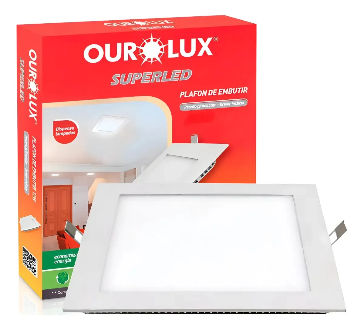 Plafon Led De Embutir Quadrado 24W 6400K - Ourolux