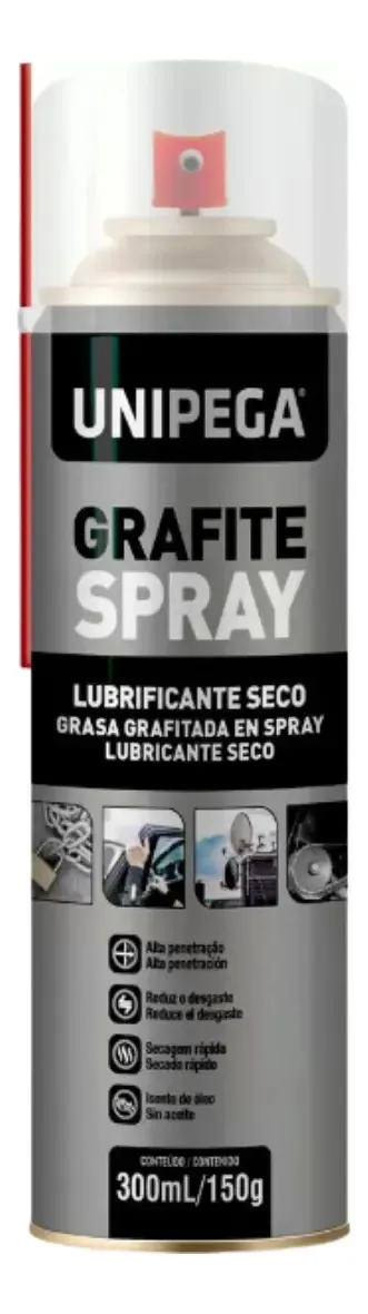 SPRAY GRAFITE LUBRIFICANTE A SECO 300ML UNIPEGA